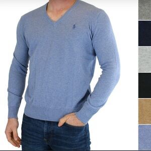 Polo Ralph Lauren blue v neck prima cotton Xl sweater